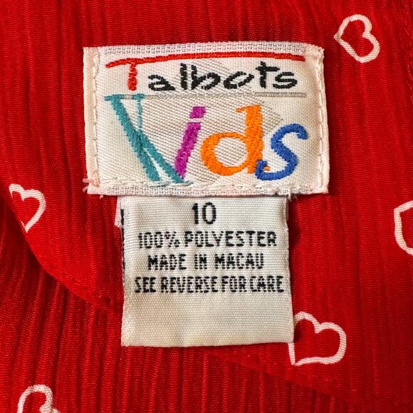 Vintage Talbots Kids Girls Size 10 Red White Hearts Tie Back Wide Leg Jumpsuit - Picture 7 of 8